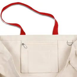 Kooshty Barbados Large Cotton Beach Bag Red Pocket